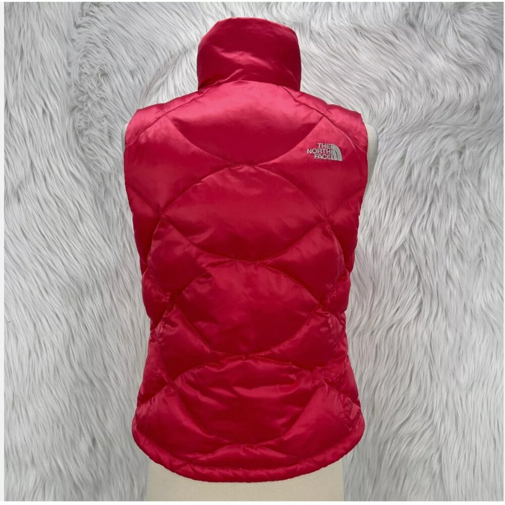 The North Face Bright Pink Vest 550 Goose Down Full Zip Insulated Quilted Winter - Picture 3 of 16